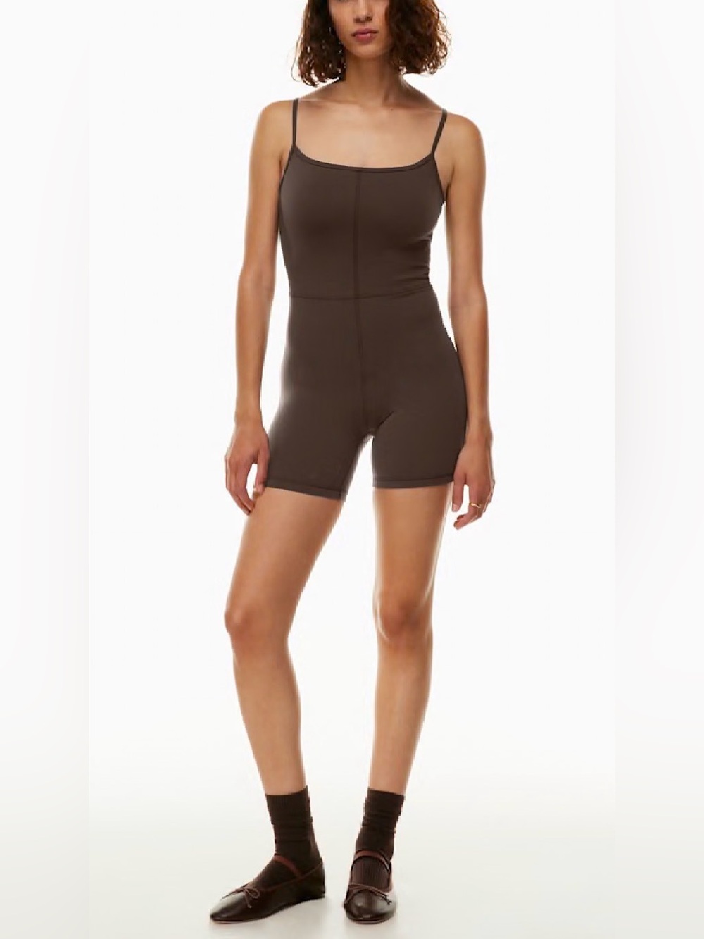 Wilfred Free Freestyle 7” Romper Rich Mocha Brown XS Casual Airport Fit Layer